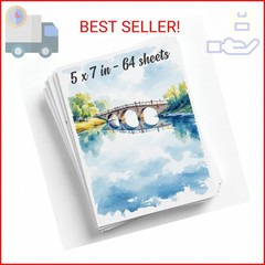 64 Sheets Watercolor Paper Pad – 5″x7″ – Water Color Paper 140lb/300gsm – 100% C