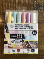 Royal & Langnickel 2mm Reversible Tip Acrylic Paint Markers Pastel Set 6pc