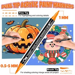 80 Colors Acrylic Paint Markers, Dual Tip Acrylic Paint Pens with Fine Tip an…