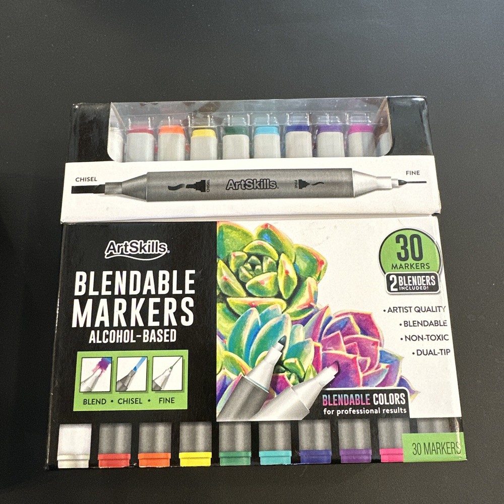 ArtSkills Blendable Markers 30-Count Alcohol Based 2 Blending Markers Included