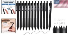 Professional Quality Black Gel Pens 12 Pack – Fast Dry, Retractable, 0.7mm