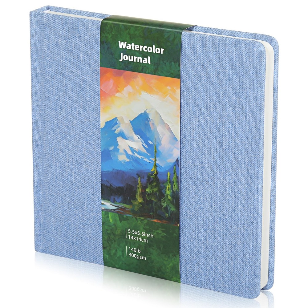 Light Blue 5.5 x 5.5 Inch Watercolor Sketchbook Journal 48 Pages Pads