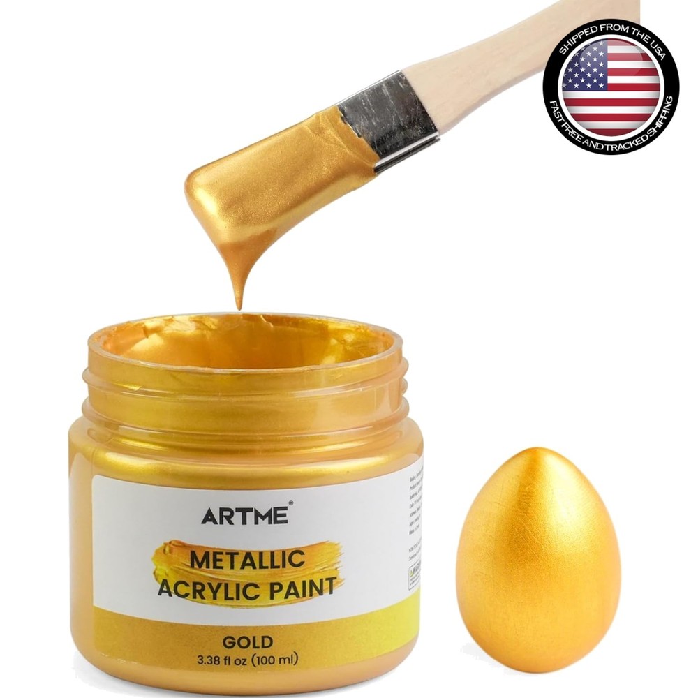 Metallic Gold Acrylic Paint, 100ML Non-Toxic, Non-Fading Gold Leaf Paint for Art