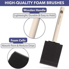 Bates- Foam Paint Brushes, 2 Inch, 16 Pack, Wooden Handle, Sponge Brushes for…