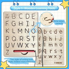 Innovative 5-Pack Calligraphy Copybook for Kids – Includes Wooden Tracing Board