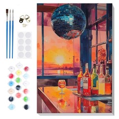 Framed Paint by Numbers Vintage Cocktail Kit for Adults, Adults’ Paint-by-Num…