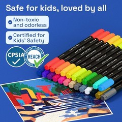 ARTISTRO 24 Acrylic Paint Markers – Paint Pens for Drawing, Brush + Fine Tips –