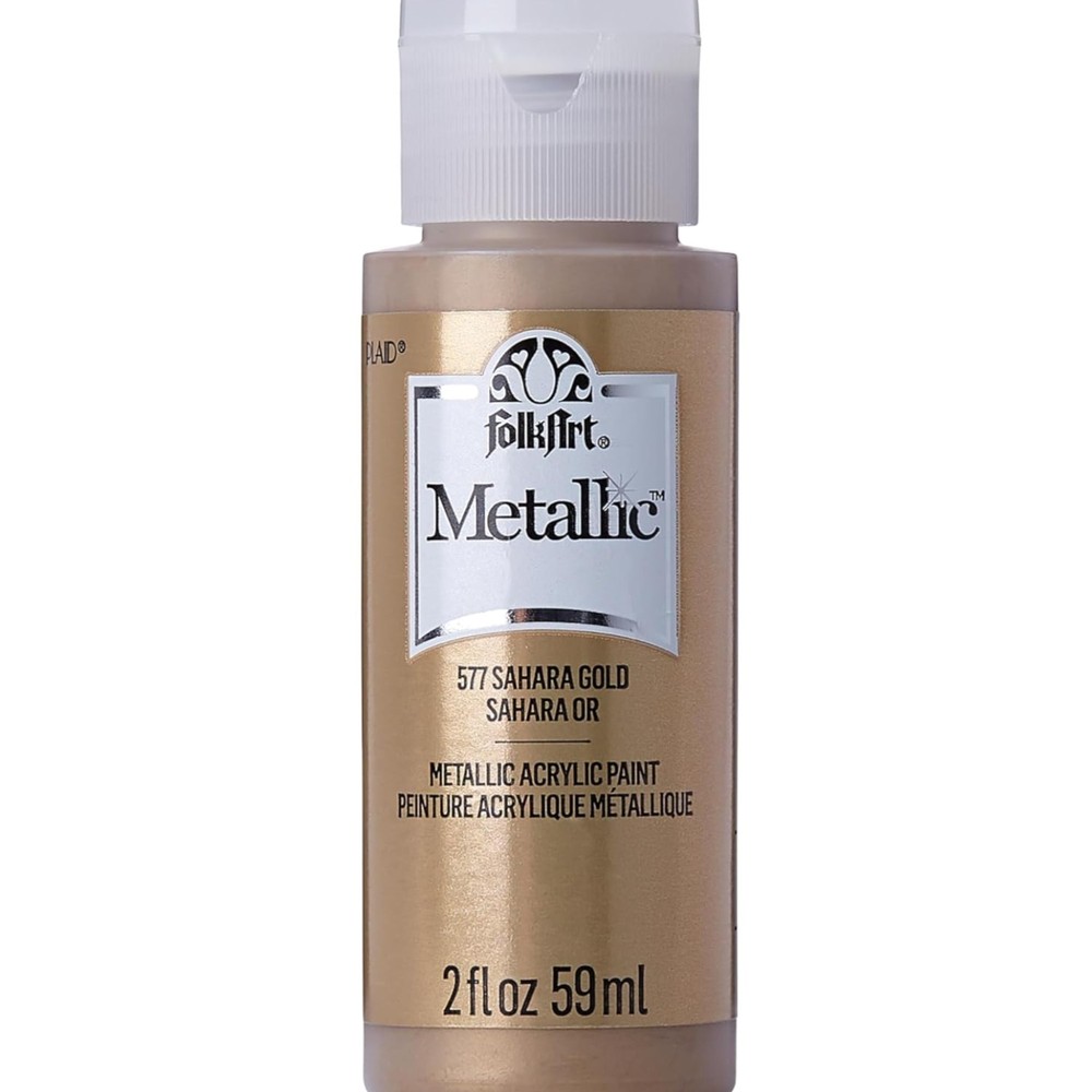 American-Made 2 oz Non-Toxic Metallic Paint in Sahara Gold – For All Surfaces