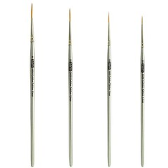 ZEM Brush Golden Taklon Multi Media Long Liner Artist Brush Set 20/0, 10/0, 5…