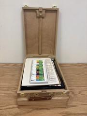 U.S. Art Supply Wood Box Easel Painting – Oil, Acrylic, Watercolor w Extra Paint