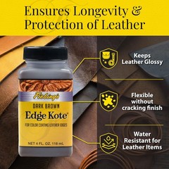 Fiebing’s Edge Kote, 4 Oz. – Color Coats Leather Edges – Dark Brown