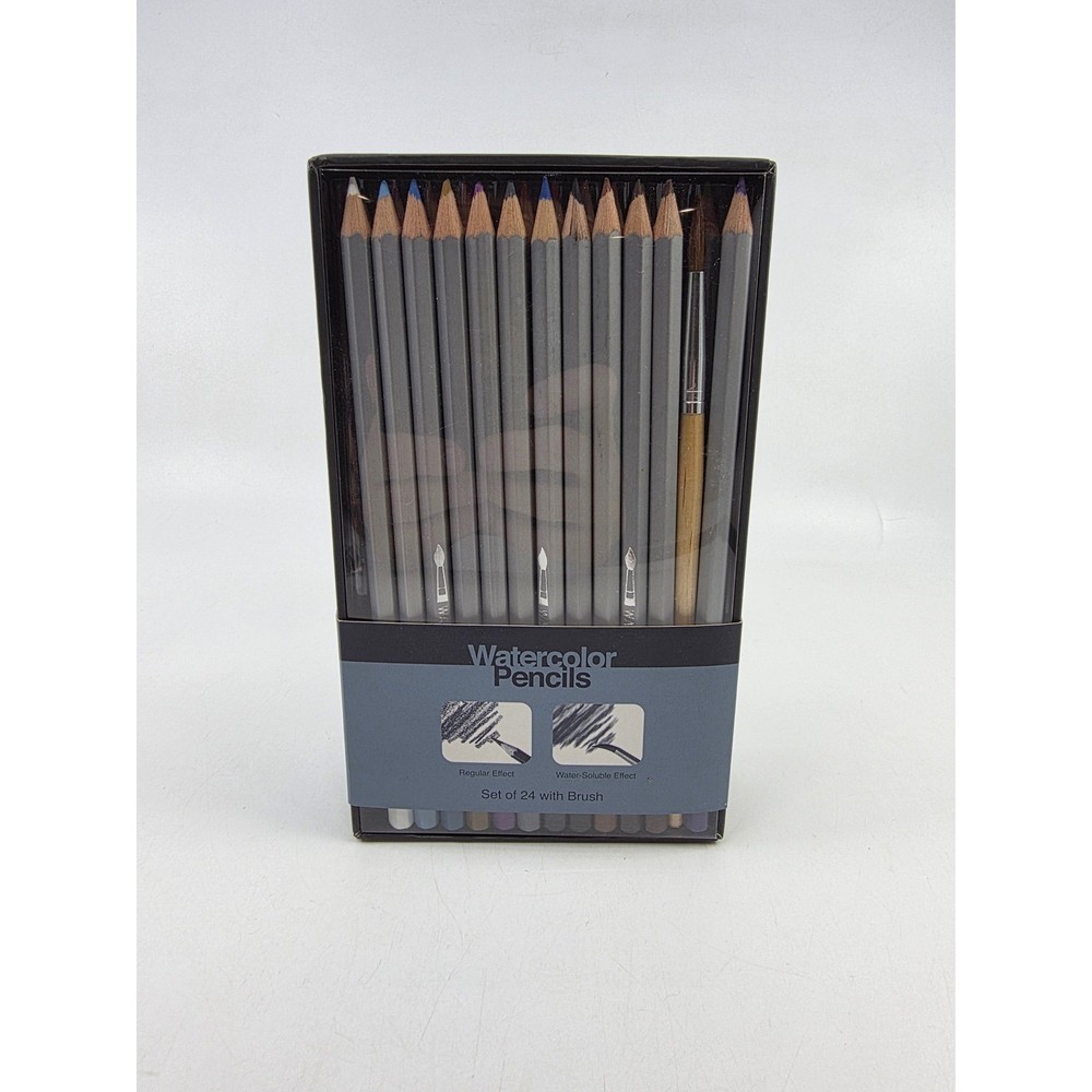 Watercolor Pencils Set of 24 with Brush Water-Soluble Art Drawing Pencils New