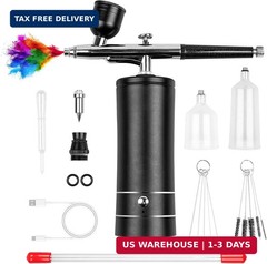 Airbrush Kit, Rechargeable Cordless Airbrush with Compressor, Non-Clogging High-