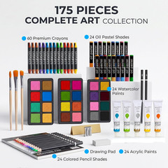 TMOL Art Supplies, 175-Pack Deluxe Art Set Drawing Painting Kit with 2 Drawing P
