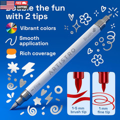 5 Silver Acrylic Paint Markers – Paint Pens for Drawing, Brush + Fine Tips – for