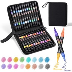 48 Colors Glitter Brush Markers,24 Pack Dual Tip Brush Glitter Marker for Doo…