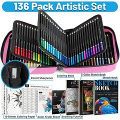 136 PCS Colored Pencils Set 120 OilBased Sketchbook Sharpener Drawing Art