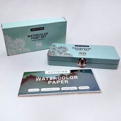 ARTISTRO Watercolor Paint Set, 48 Vivid Colors in Portable Box, Paper, Brushes