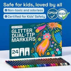 24 Sparkly Glitter Dual-Tip Paint Pens – Dazzling Markers with Acrylic Ink fo…