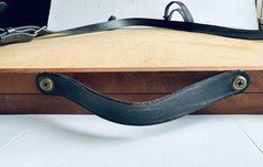 Vintage Wooden Traveling Artist Case 18”x 22” Leather Straps Storage Compartment