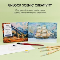 Watercolor Coloring Book, 15 Sheets A5 (8.3 x 5.8),Watercolor Book for Adults…