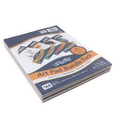 UCreate Art Paper Set of 4, White, 9″ x 12″, 4 Pads, Drawing, x White