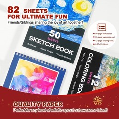 Juego de arte de lujo de 143 piezas, suministros de arte con 3 blocs de dibujo