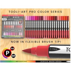 22 Red Acrylic Paint Pens Set – Flexible Brush Tip