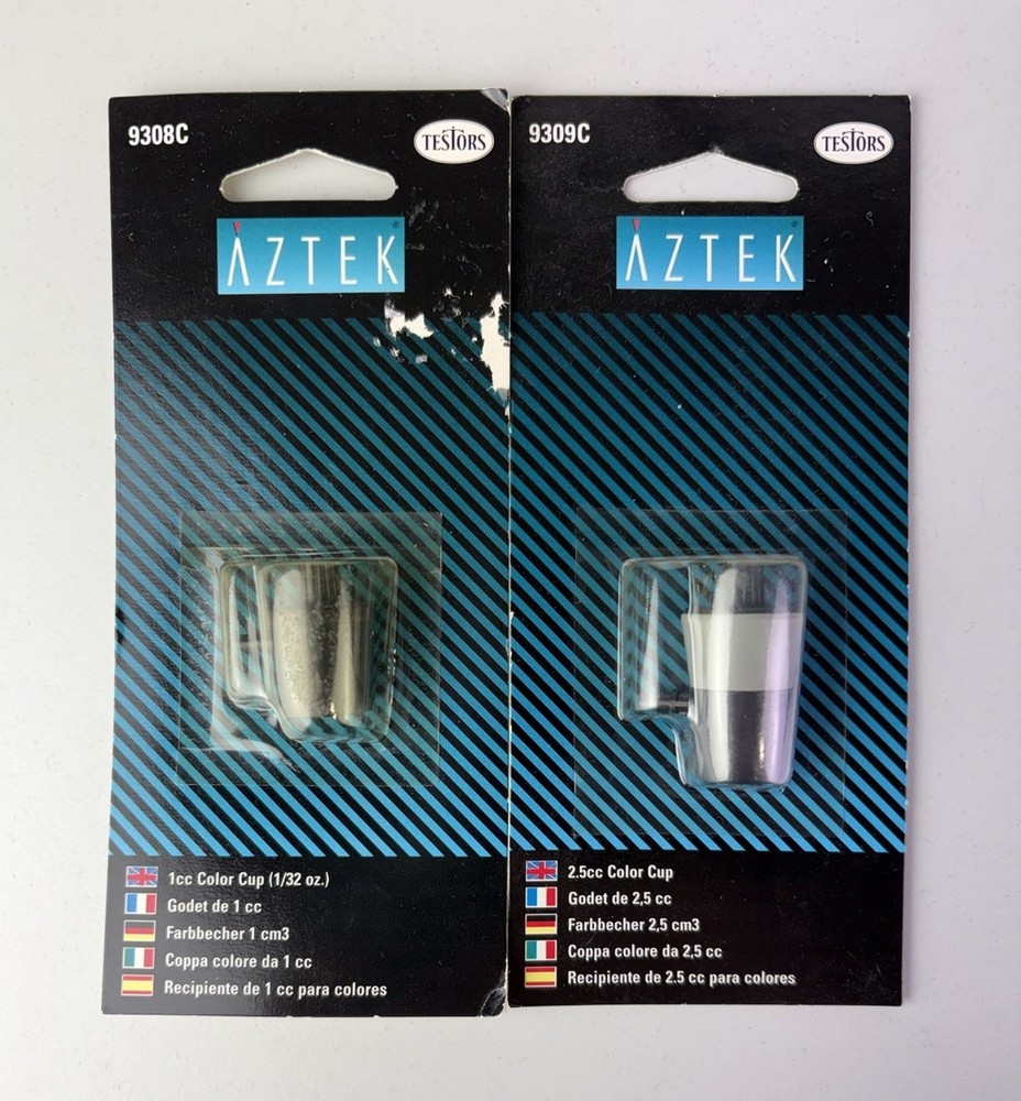 Testors Aztek 9308C 1cc & 9309C 2.5cc Feed Paint Cups