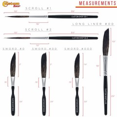 Pinstripe Brush Master Set Sword #0 #00 #000 Scroll #1 #2 Long Liner #00
