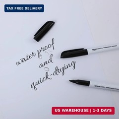 Amazon Basics Fine Tip Permanent Markers for Writing, Drawing, Quick Drying, Off