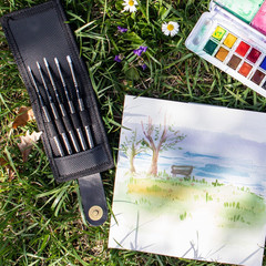 5-Pc Small Watercolor Brushes – Collapsible Synthetic Watercolor Paint Brushes
