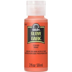 FolkArt Glow-in-the-Dark Acrylic Paint, 2 oz., Red 2 Fl Oz (Pack of 1),