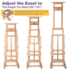 Movable Large H-Frame Painting Easel – Artist Studio Easel -Heavy Duty Art Easel