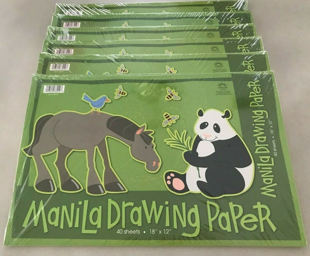 (6) NORCOM 40 Sheets 18″ x 12″ Manila Drawing Paper (1) Construction Paper NEW