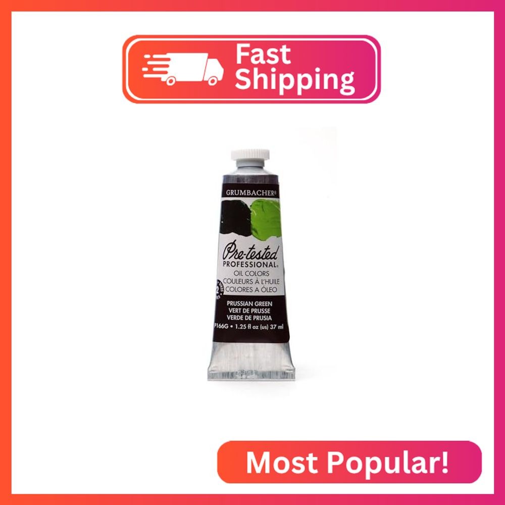 Grumbacher Pre-Tested Oil Paint, 37ml/1.25 Ounce, Prussian Green (P166G)