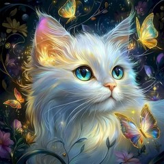 Xylogist Cat Diamond Art Kits for Adults, 11.8×11.8in(30x30cm), White