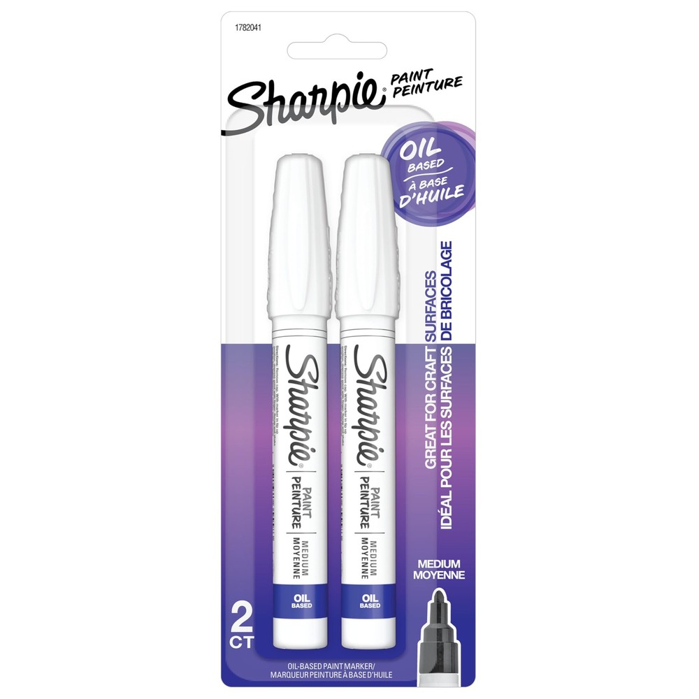 Sharpie Oil-Based Paint Markers, Medium Point, 1 Count (Pack of 2), White