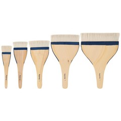 Set of 5 Wide Goat Hair Hake Brushes – Soft Natural Bristles for Sumi-e & Washes