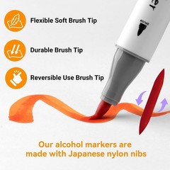 Double Tipped Alcohol Markers Set – 217 Colors Brush & Fine Tip Art Markers for