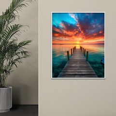 Beach Paint by Number Adult, Canvas Paint by Numbers for Adults Sunrise 20x16in