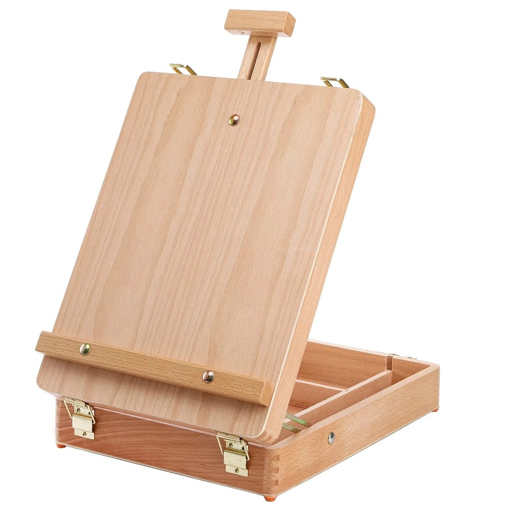 Wood Tabletop Easel Storage Box Beechwood Portable Sketchbox for Painting Adj…
