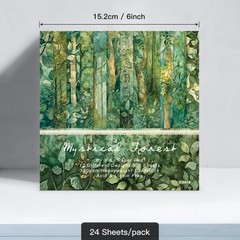 Scrapbook Paper Pad – 6×6 inch Green Forest Patterned Decorative Craft