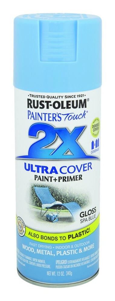 Rust-Oleum 249093 2X Ultra Cover Gloss Spa Blue Spray Paint 12 oz. (Pack of 6)