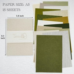 15 Sheets Textured Scrapbook Paper Assorted Set – Mixed Special Forest Green