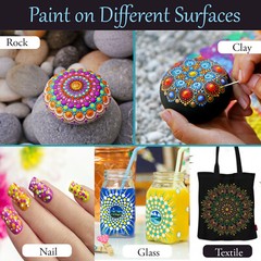 Mandala Dotting Tools Kit w Acrylic Paints & Reusable Stencils, Dot Art Supplies