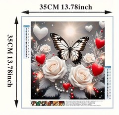 Diamond Painting Kit for Adults Butterfly and White Roses Full Drill Diamond Art