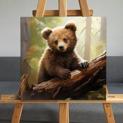 Paint by Numbers Kit for Adults Cute Bear Framed DIY Oil Painting 10×10 inch