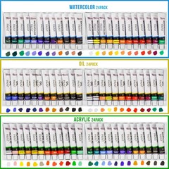 121pc Artist Painting Set, Field Easel, 72 Paint Colors, Acrylic Oil, 8 Canvases