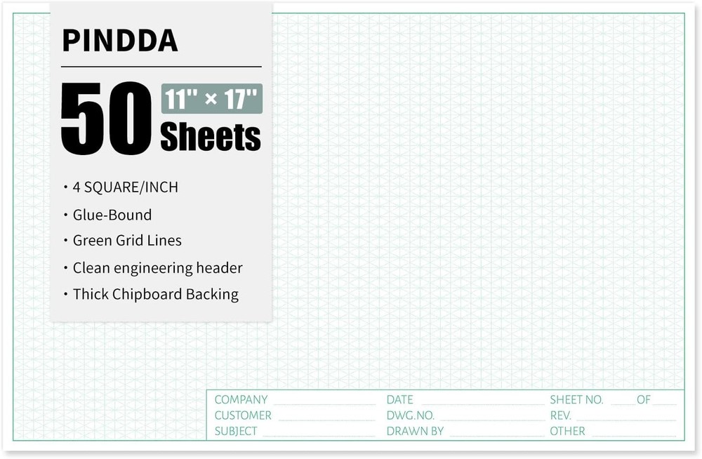 Isometric Graph Paper, 11″X17″ Dot Grid Paper, 0.25″ Grid, 50 Sheets Landscape,